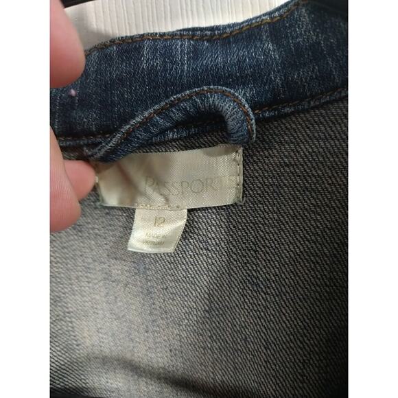 Passport Woman 12 Denim Jacket Button Front Pocket Casual Button Sleeve Y2K - Picture 2 of 8